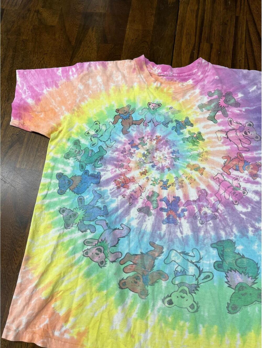 Vtg 90s Grateful Dead Spiral Dancing Bears Tie Dye Tee XL